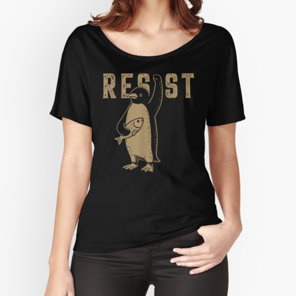 Vista previa del artículo con la obra «Gráfico de Resist Penguin Activism», diseñado y vendido por Kixola.