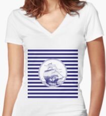 Marine - ship Women's Fitted V-Neck T-Shirt