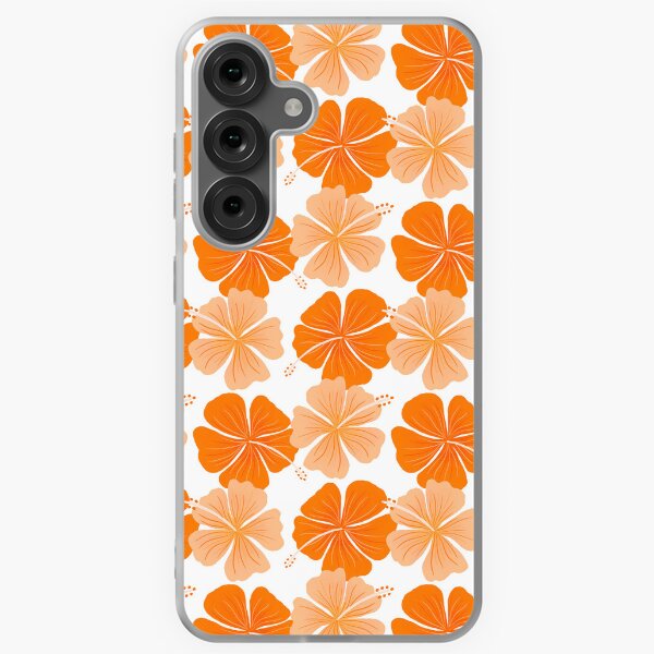Orange tropical hibiscus flower pattern Samsung Galaxy Soft Case