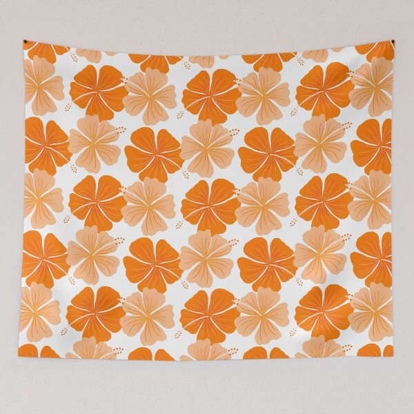 Item preview, Orange tropical hibiscus flower pattern designed and sold by Home Cyn Home.