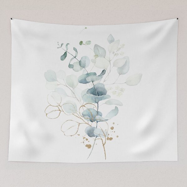 Item preview, Watercolor Eucalyptus, botanical art, green blue and gold leaves, Art by Synplus designed and sold by synplus.