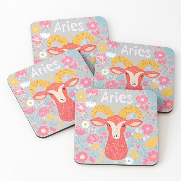 Item preview, Aries Zodiac Sign – Playful Floral Astrology Ram Illustration designed and sold by MindFulStudios.