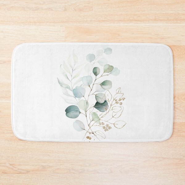 Item preview, Watercolor Eucalyptus 3, botanical art, green blue and gold leaves, Art by Synplus designed and sold by synplus.