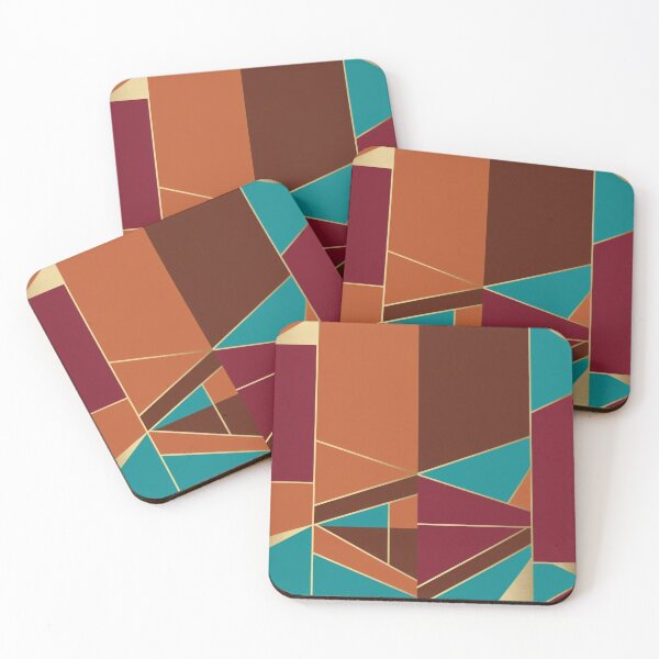 Item preview, Geometric Terracotta Wall Art with Teal and Gold Accents designed and sold by Harmonic_Layers.