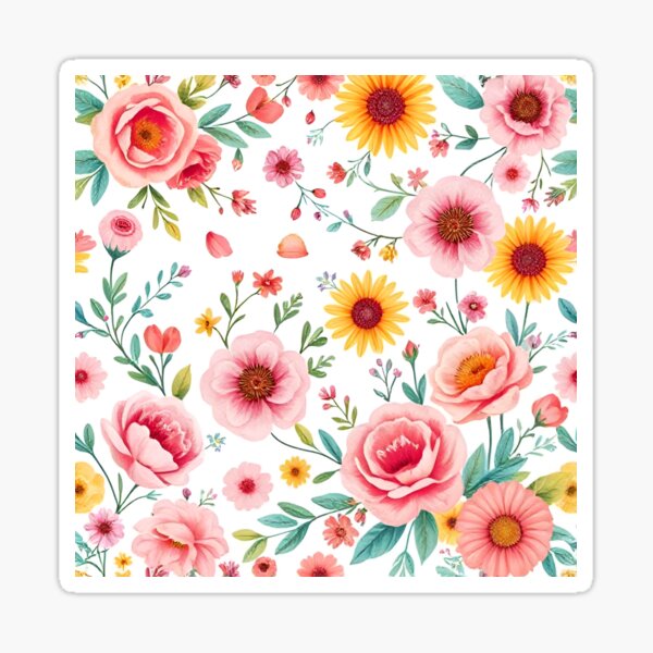 Item preview, Watercolor Pink & Yellow Floral Pattern – Spring Flowers Design for Gifts & Fashion designed and sold by InsightA.