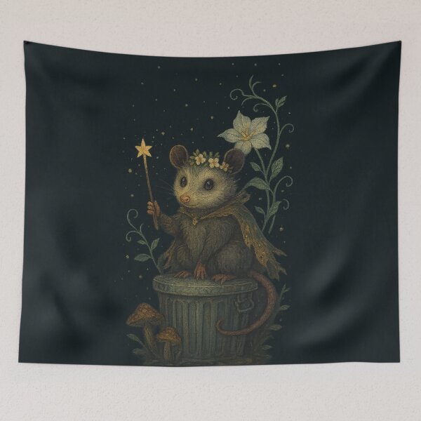 Item preview, Possum Bloom – Whimsical Trash Fairy Under Moonlight designed and sold by hitechmom.