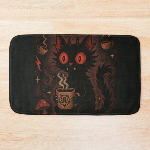 Item preview, Demon Cat Coffee Addict Illustration designed and sold by hitechmom.