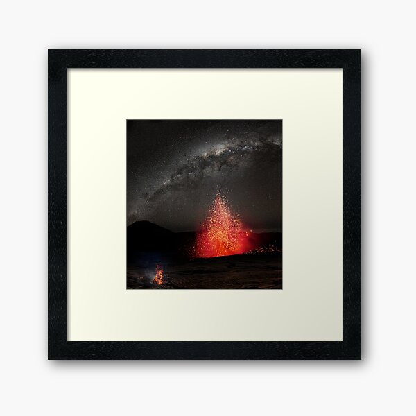 Kilauea Volcano Eruption Under The Stars. Framed Art Print