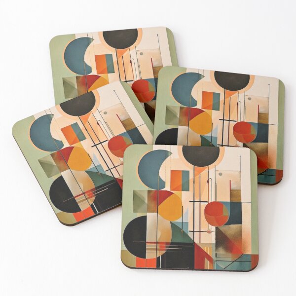 Item preview, Mid-Century Modern Abstract Painting – Geometric Shapes in Earth Tones – Retro Modern Art designed and sold by CattlettArt.