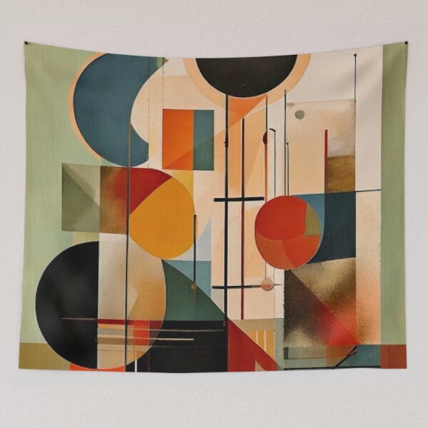 Item preview, Mid-Century Modern Abstract Painting – Geometric Shapes in Earth Tones – Retro Modern Art designed and sold by CattlettArt.