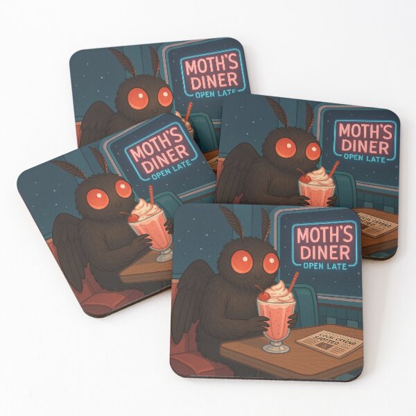 Item preview, Mothman & Milkshakes – Cozy Cryptid in a Retro Diner designed and sold by hitechmom.