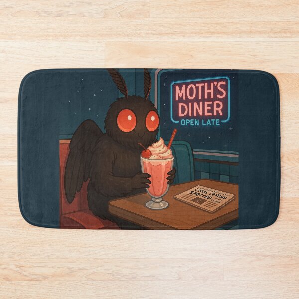 Item preview, Mothman & Milkshakes – Cozy Cryptid in a Retro Diner designed and sold by hitechmom.