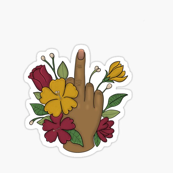 Item preview, Floral Middle Finger designed and sold by Murphy's Ink.