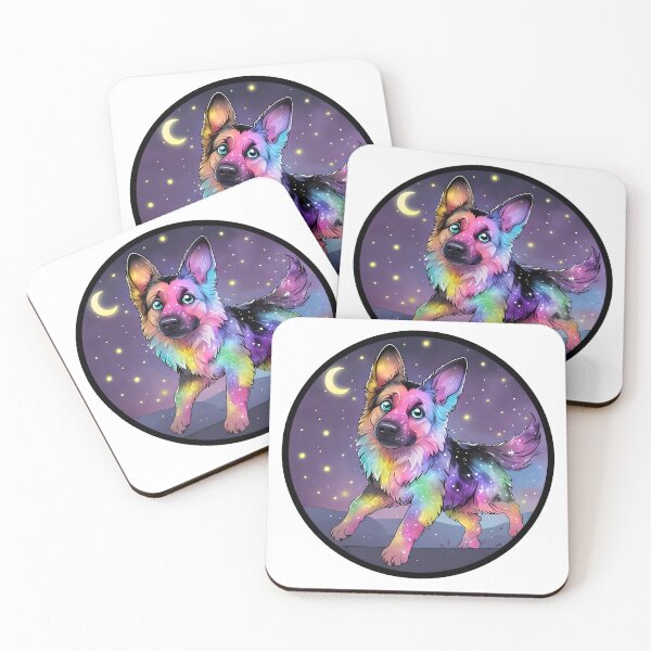 Item preview, Colorful German Shepherd Under a Starry Night Sky designed and sold by DesignStudio135.