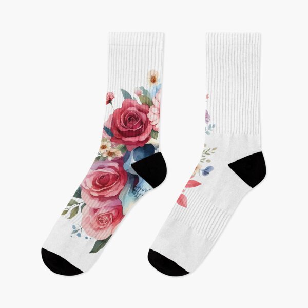 Artikelvorschau, Romantischer Blumenschädel | Sanfte Gothic-Kunst | Feminines, makabres Dekor entworfen und verkauft von TeetasticBtque.