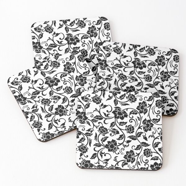Item preview, Black Swirling Flowers designed and sold by Rad Yellow & Blue.