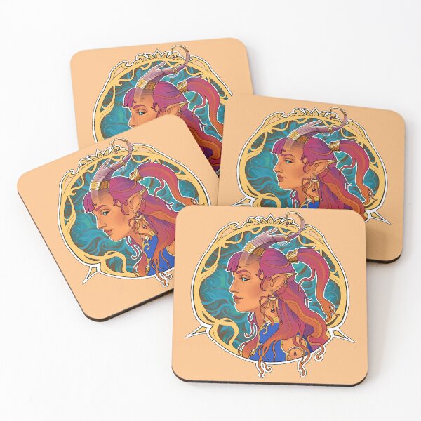 Item preview, Nouveau Tiefling Portrait designed and sold by BrighidAine Art.