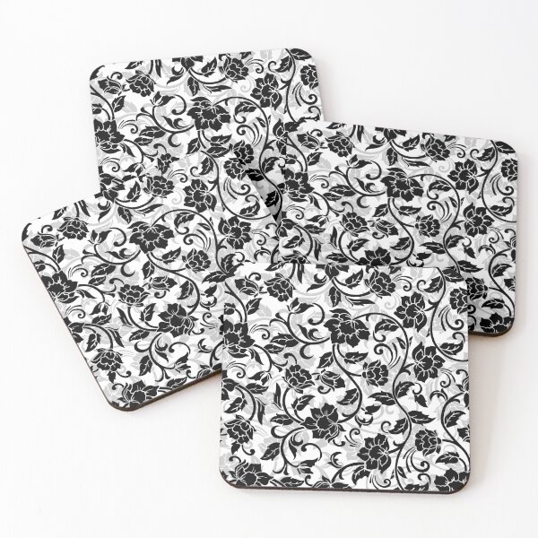 Item preview, Black and Gray Swirling Flowers designed and sold by Rad Yellow & Blue.