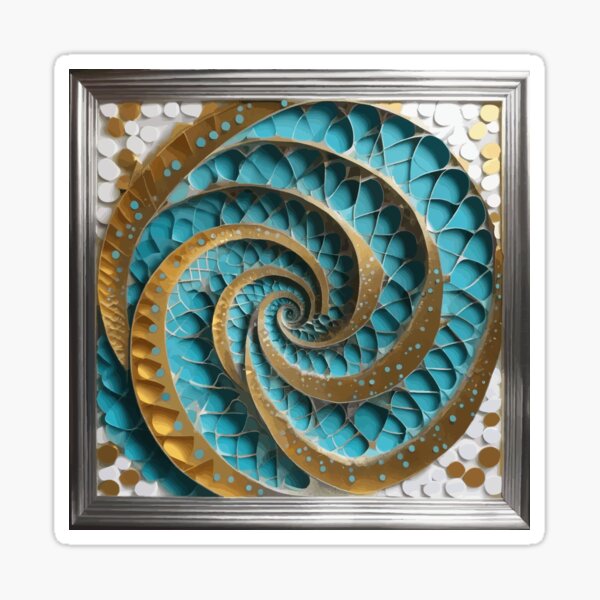 Item preview, Turquoise Silver Gold Spiral designed and sold by Vicky Brago-Mitchell®.