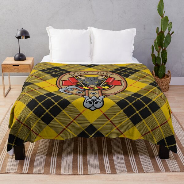 Item preview, Clan MacLeod Crest over Yellow Tartan designed and sold by sifis.