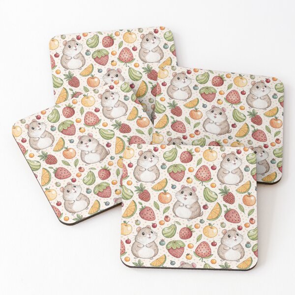 Item preview, Roborovski dwarf hamster and fruit pattern designed and sold by patterncrow.