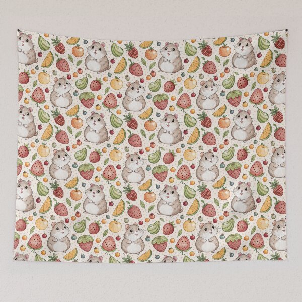 Item preview, Roborovski dwarf hamster and fruit pattern designed and sold by patterncrow.