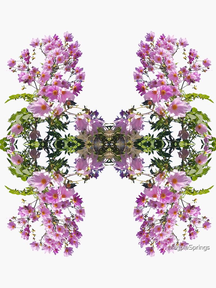 Thumbnail 3 of 3, Sticker, Tree Dahlia Kaleidoscope – Floral Symmetry Art by Avril Thomas | Magpie Springs designed and sold by MagpieSprings.