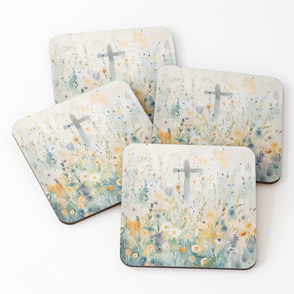 Item preview, Easter Cross in Wildflowers – Soft Watercolor Christian Spring Art designed and sold by solynneart.
