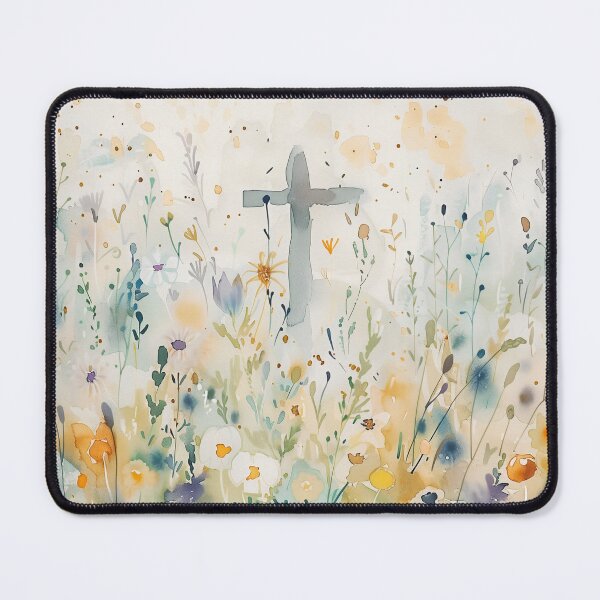 Item preview, Easter Cross in Wildflowers – Soft Watercolor Christian Spring Art designed and sold by solynneart.