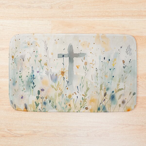 Item preview, Easter Cross in Wildflowers – Soft Watercolor Christian Spring Art designed and sold by solynneart.