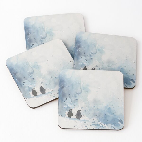Item preview, Penguins in Snow – Minimal Watercolor Winter Wonderland Art designed and sold by solynneart.