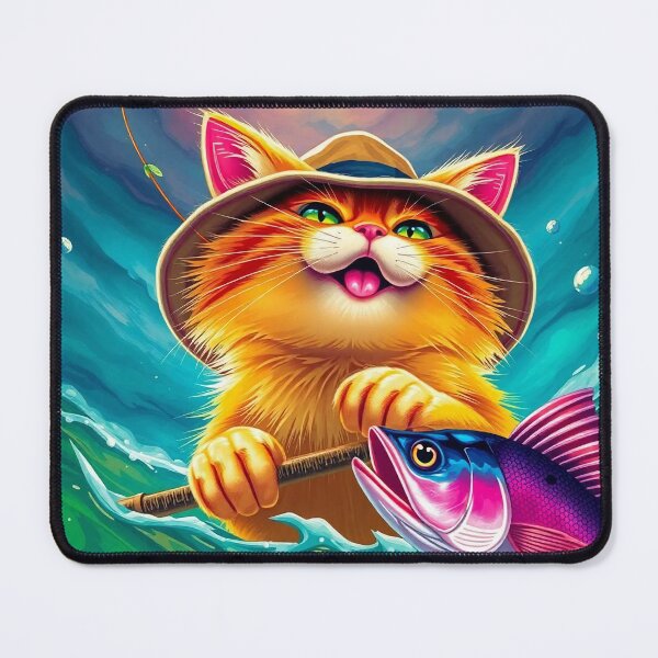 Item preview, Fishing Cat – Cute Cartoon Kitty with a Rod designed and sold by apoknight.