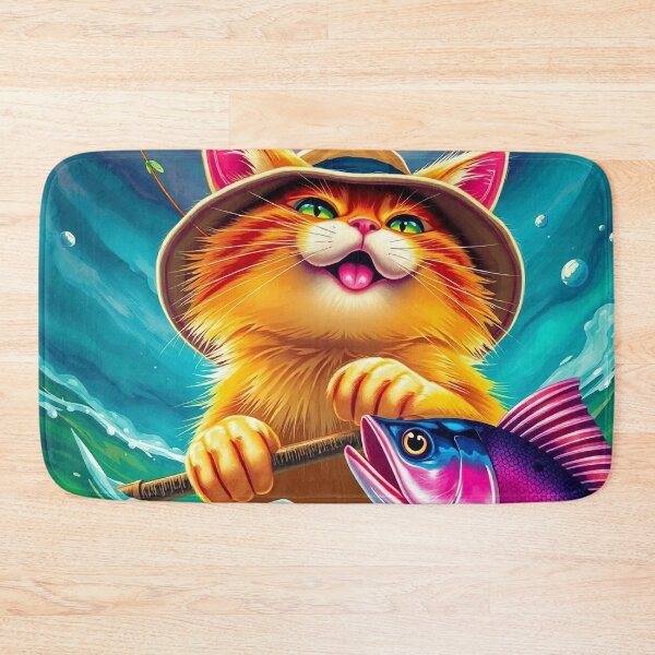 Item preview, Fishing Cat – Cute Cartoon Kitty with a Rod designed and sold by apoknight.