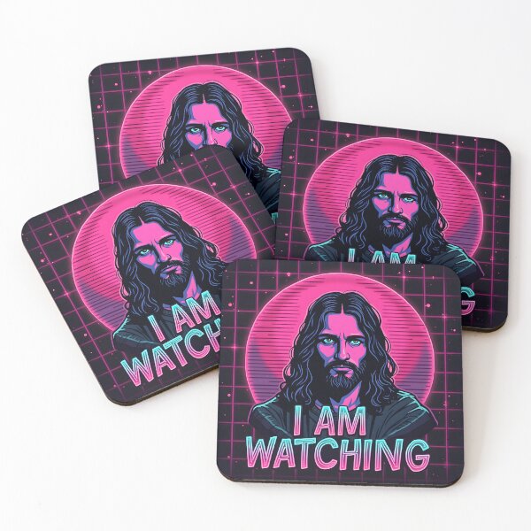 Item preview, "I AM WATCHING" popular jesus meme - Retro-Futuristic Vigilance designed and sold by www.contentcraze.in.