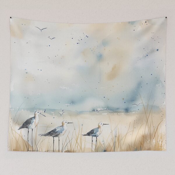 Item preview, Sandpipers by the Shore – Soft Watercolor Coastal Bird Art designed and sold by solynneart.