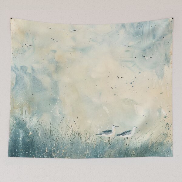 Item preview, Seaside Sandpipers – Minimalist Watercolor Coastal Bird Scene designed and sold by solynneart.