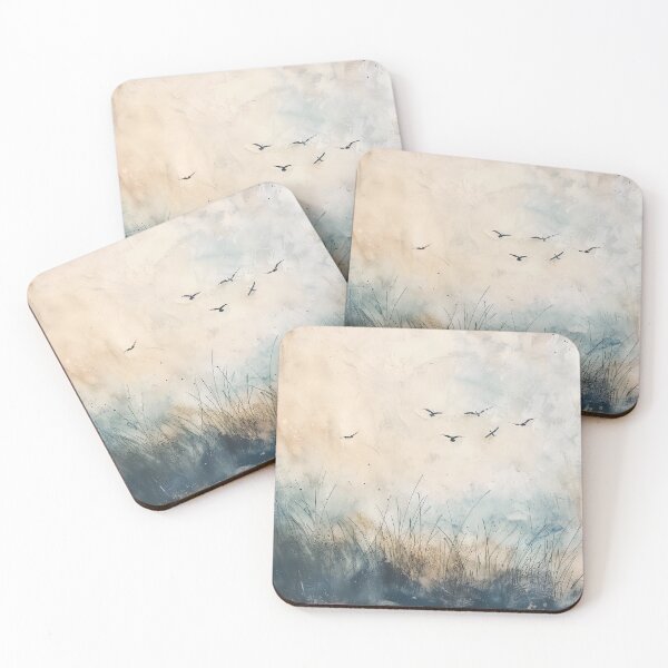 Item preview, Flight Over Coastal Grass – Minimalist Watercolor Seaside Art designed and sold by solynneart.