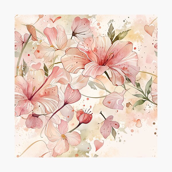 Item preview, Elegant Watercolor Blossoms, Soft Pink and Peach Hues designed and sold by CoolPixels.