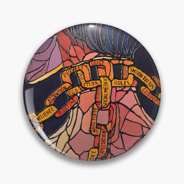 Item preview, "Chained" – Stained Glass-Style Commentary on Modern Constraints designed and sold by Enjoy my  tea time.