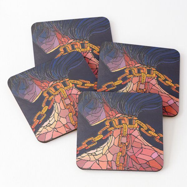Item preview, "Chained" – Stained Glass-Style Commentary on Modern Constraints designed and sold by Enjoy my  tea time.