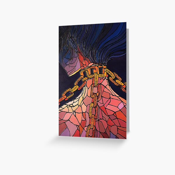 Item preview, "Chained" – Stained Glass-Style Commentary on Modern Constraints designed and sold by Enjoy my  tea time.