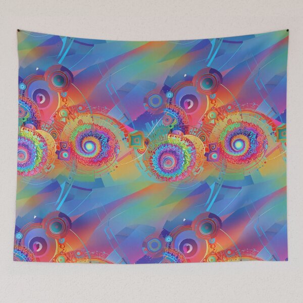 Item preview, Fibonacci spirals, psychedelic, rainbow designed and sold by CoolPixels.