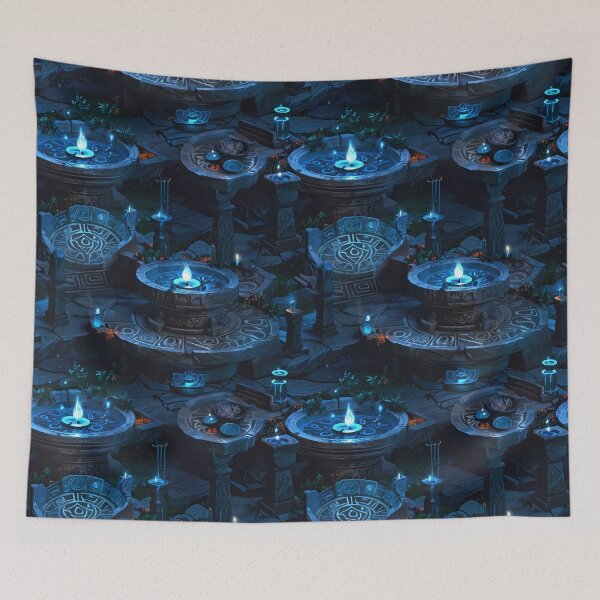 Item preview, Moonlit altar, patterns carved into stone, blue flames designed and sold by CoolPixels.
