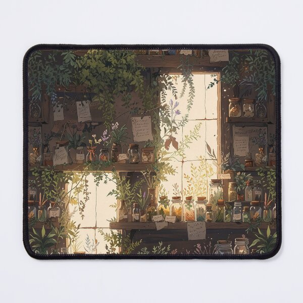 Item preview, Magical herbology lab, labeled jars, bright window designed and sold by CoolPixels.