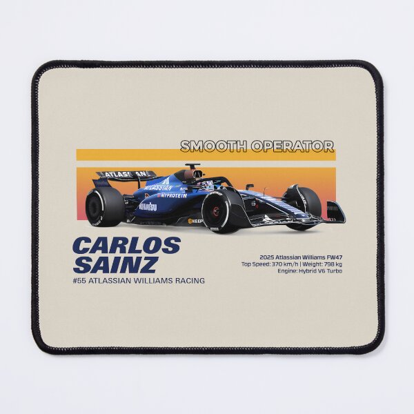 Item preview, Carlos SAINZ - Racing Car "Smooth Operator" - Retro Speed F1 Art - #55 Williams Racing Tribute designed and sold by Studio F1Grid.