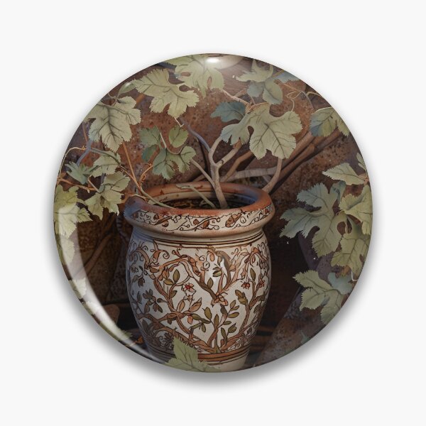 Item preview, Rustic Ceramic Pot With Intricate Floral Pattern And Vines designed and sold by CoolPixels.