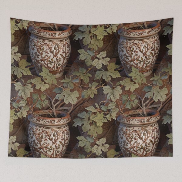 Item preview, Rustic Ceramic Pot With Intricate Floral Pattern And Vines designed and sold by CoolPixels.