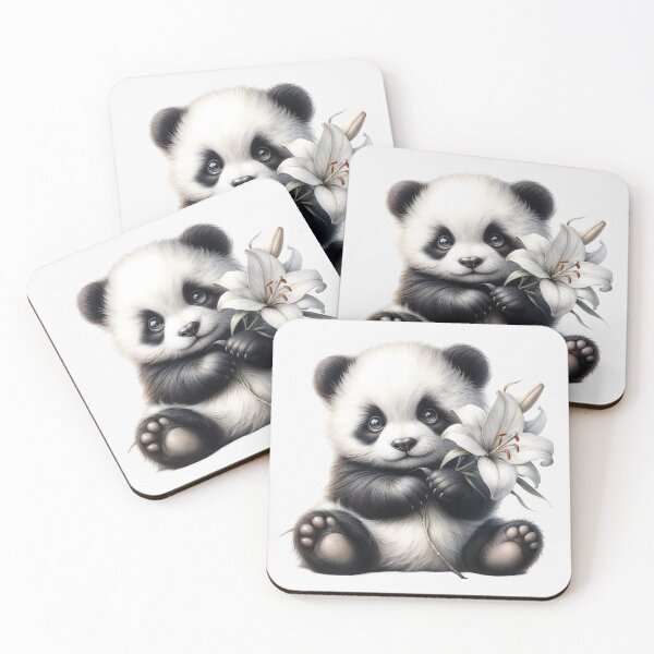 Item preview, Gentle Panda with a White Lily Flower designed and sold by SolaoLab.