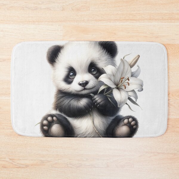 Item preview, Gentle Panda with a White Lily Flower designed and sold by SolaoLab.