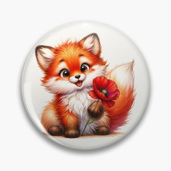 Item preview, Happy Fox with a Poppy Flower designed and sold by SolaoLab.